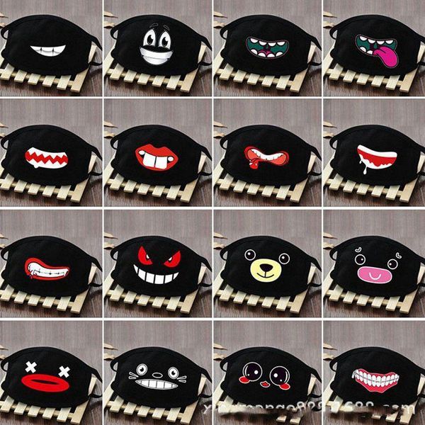 

in stock cotton dustproof mouth face mask anime cartoon lucky tooth women men muffle face mouth masks black creative masks