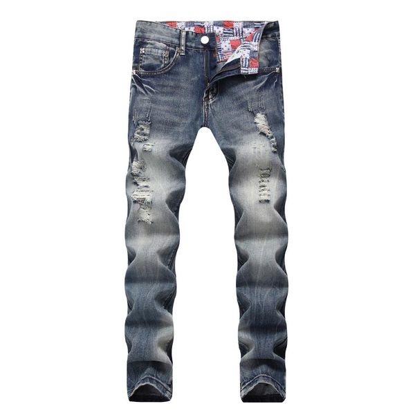 

torn jeans men 2018 casual denim trousers full length jeans homme, Blue