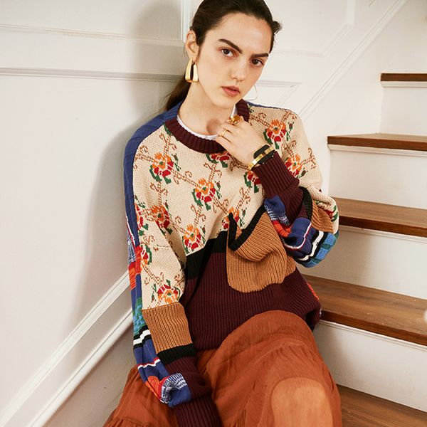 

women sweater pullover floral argyle back color strie autumn winter sweaters long sleeve knitted boho warm sweater 2020, White;black