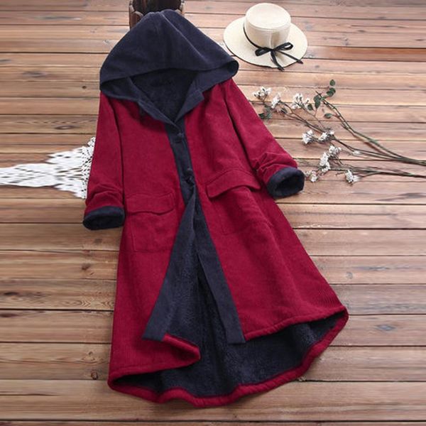 

2020 autumn vintage women long jackets female casual buttons patchwork coat long sleeve cardigans overcoat outwear plus size#3, Black;brown