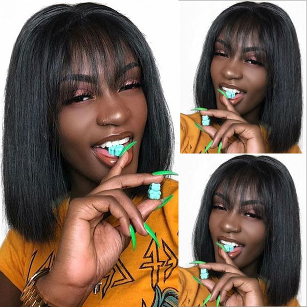 Human Hair Bob Wigs Peruvian Remy Hair Lace Front Human Hair Wigs