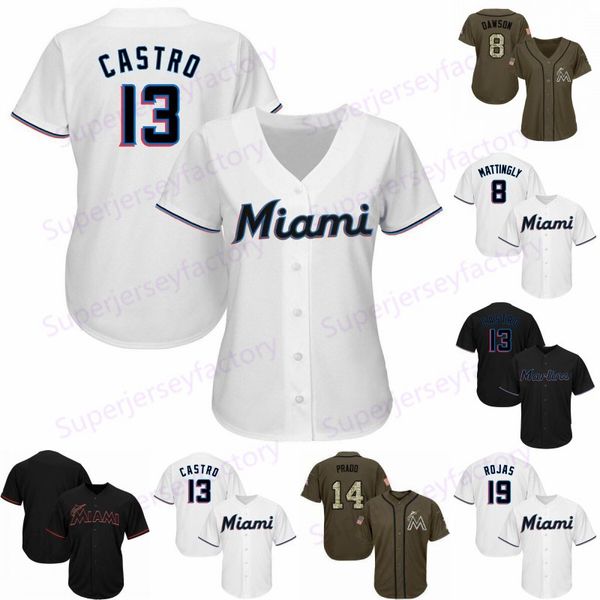 

Women/Youth Miami Custom Marlins Jersey 13 Starlin Castro 42 Jackie Robinson 19 Miguel Rojas 14 Prado 16 Fernandez Bour New Top quality