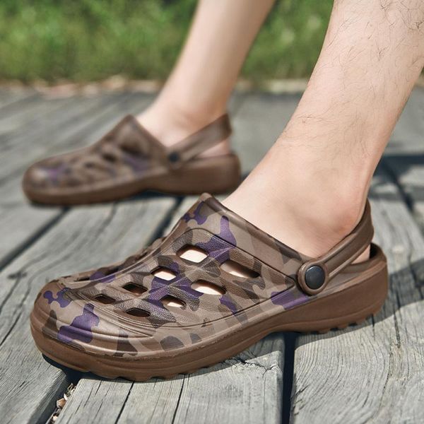 

summer outdoor shoes men lightweight breathable hollow out beach shoes quick dry wading upstream fishing slippers#0306, Black