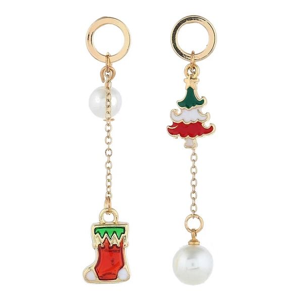 

рождественская елка чулки жемчуг мотаться серьги для женщин мультфильм люстра уха капли девушка рождественские аксессуары подарки бесплатная, Silver