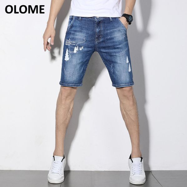 

thin-section break-in jeans, men's five-way pants korean tide jeans, men's figure-flattering, pants, pants slim jeans men, Blue