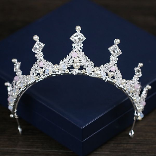 

new 2018 hand-crafted high-end square rhinestone bridal crown, Golden;white