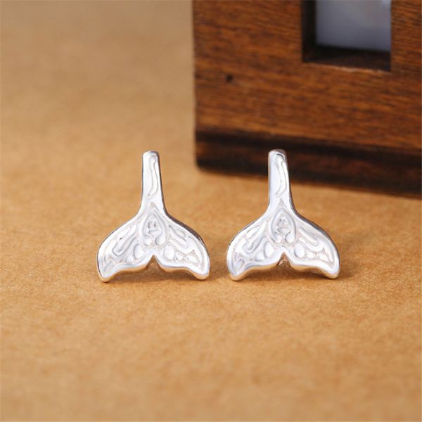 

2019 new korean mini cute animal fish mermaid tail little earrings for women girls studs earing silver 925 ked3030, Golden;silver