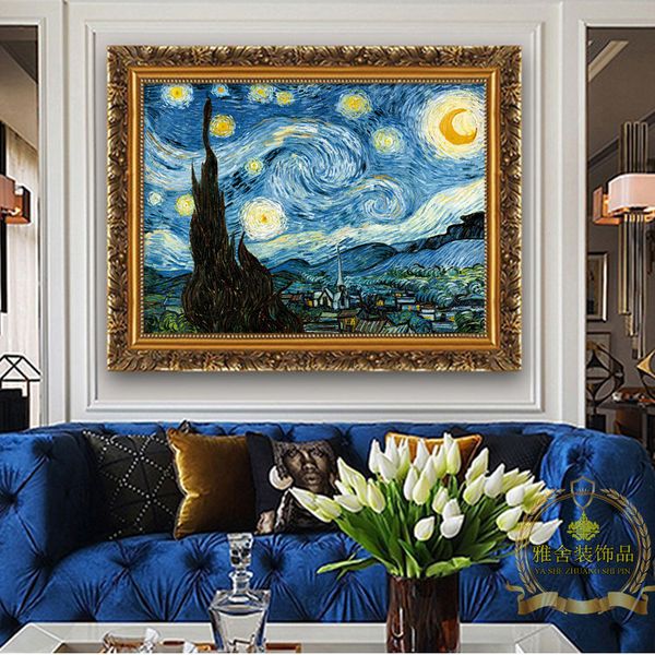 

van gogh paintings iris flower harvest night sky restaurant paintings living room mural bedroom framed painting european-style decorative pa