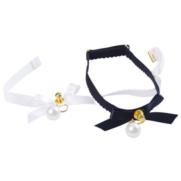 

handmade womens necklace lolita crown imitation pear pendant bow-knot elastic band cute choker necklace for girls, Golden;silver