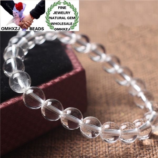 

omhxzj wholesale zb403 68101214 16 18 20mm fashion birthday party wedding gift natural stone fine white crystals beads bracelets, Golden;silver