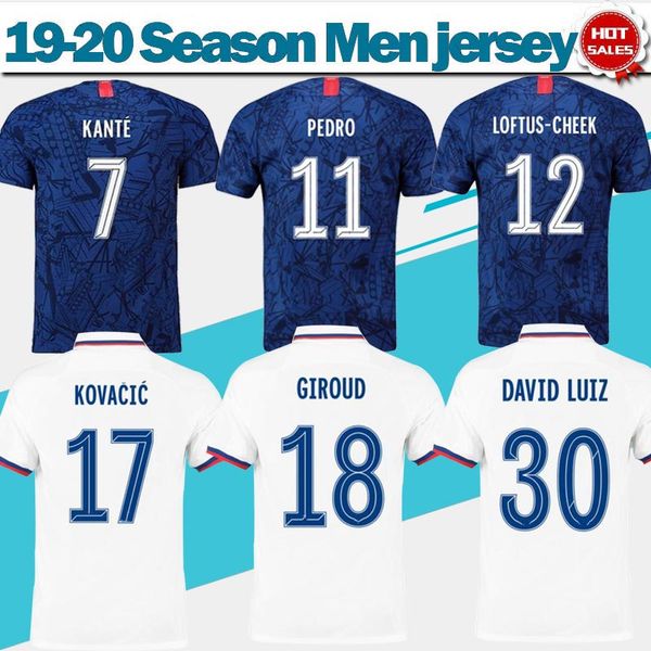 

2020 cl ​​версия home синие футбольные майки # 9 abraham # 10 willian 19/20 белые футбольные майки # 19 mount # 22 pulisic футбольная форма, Black;yellow