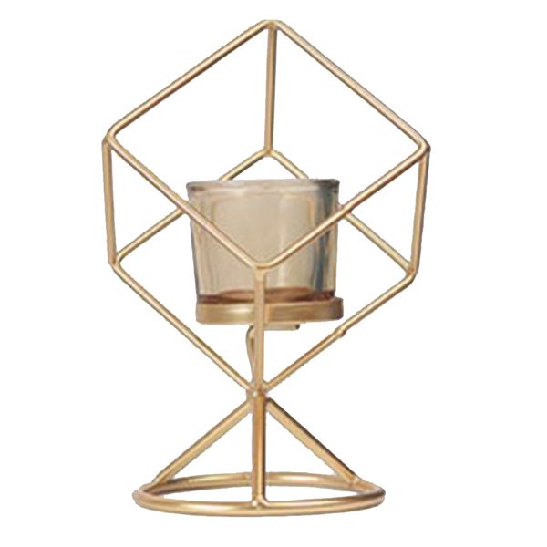 

nordic style geometric candle holder stand with glass cup