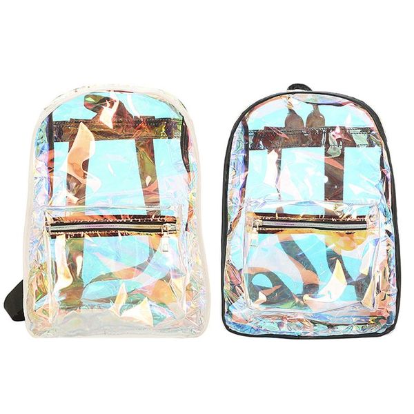 

women transparent pvc hologram laser backpack transparent girls shoulder bag casual school backpack women's travel bag
