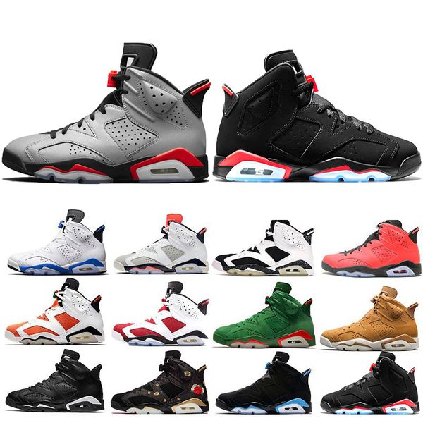

new reflective infrared bred 6 6s basketball shoes men tinker unc black cat carmine mens designer trainer sports sneakers 7-13, White;red