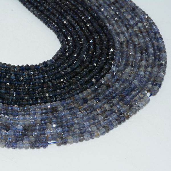 

natural iolite faceted rondelle beads 4x2mm / 4.5x2.5mm