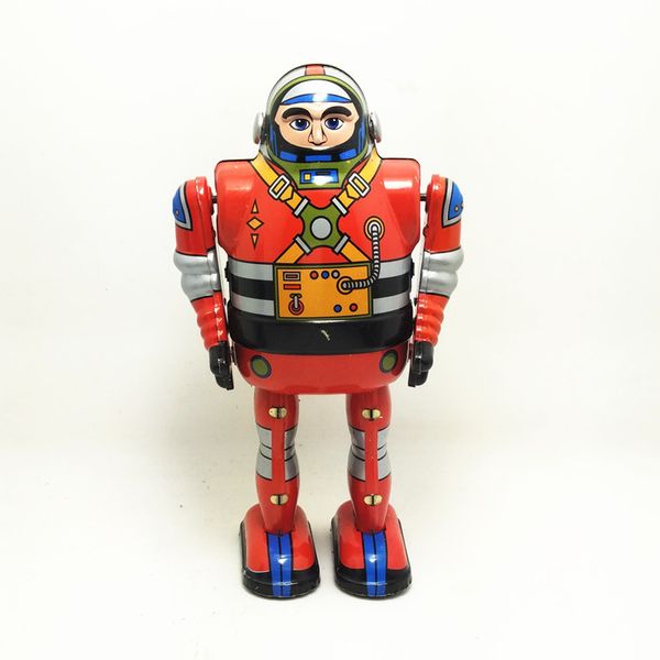 

funny] classic collection retro clockwork wind up metal walking tin spaceman astronaut robot recall mechanical toy kids toy