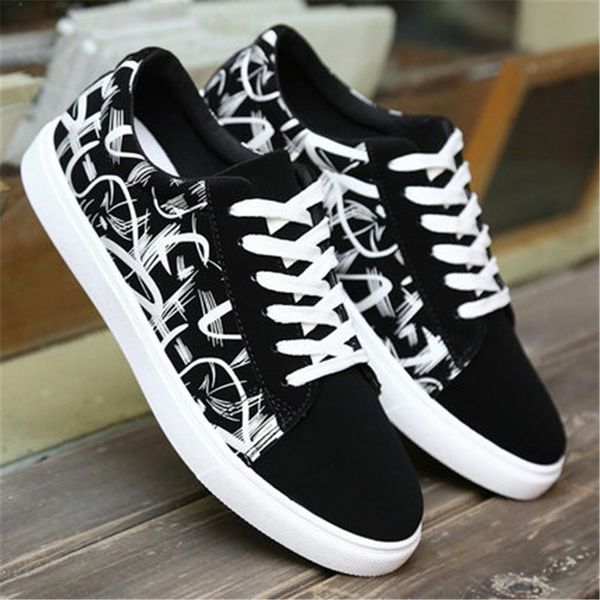 

2019 spring and autumn new men's shoes comfortable casual shoes with canvas, Black