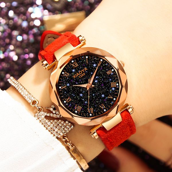 

xiaoya fashion women watches magnetic starry sky female clock quartz wristwatch ladies watch reloj, Slivery;brown