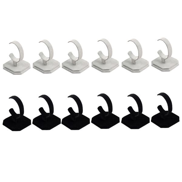 

12pcs wrist watch display holder bracelet bangle showcase stand - soft velvet surface, Slivery;brown