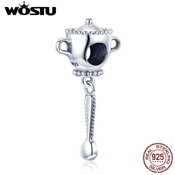 

wostu authentic 925 sterling silver afternoon tea charm beads fit original bracelet pendant unique fashion jewelry gift cqc1001