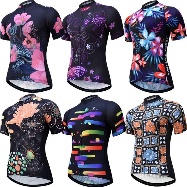 

racing jackets pro team cycling jersey women short sleeve mtb bike breathable quick-dry bicycle clothing full zipper wear, Black;red