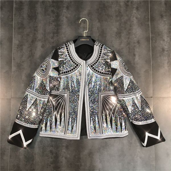 

new spring 2019 heavy industry sequined sequined stars abstractly embroidered jacket jacket, Black;brown