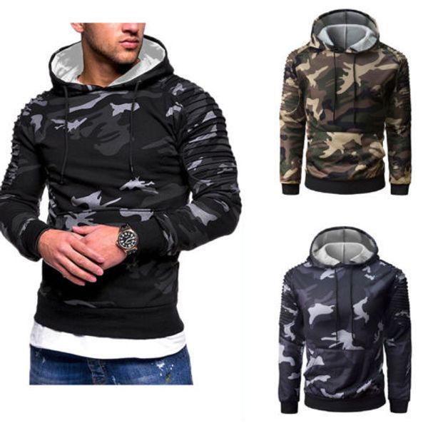

new fashion camo hoodies men's winter slim hoodie warm hooded sweatshirt coat outwear autumn winter men casual overcoat