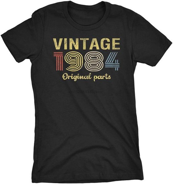 

тридцать пятый день рождения подарок тенниска мужчины женщины ретро день рождения урожай 1984 оригинальные запчасти шею tops футболочку, White;black