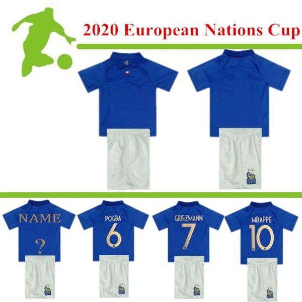

new 2019 two stars 2 griezmann mbappe kids france soccer jersey boys child centenary pogba kidsfootball shirt maillot de foot, Black;yellow