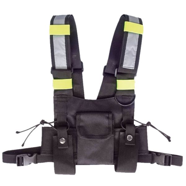 

walkie talkie vest fluorescent vest storage bag chest bag, Camo;black
