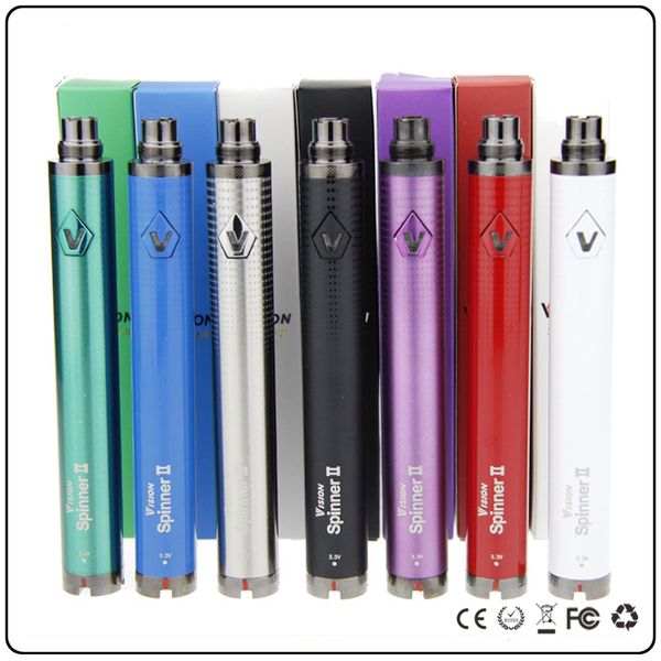 

Vision Spinner 2 Vape Battery 1600mAh Ego C Twist Vision II VV Переменное напряжение, регулируемое Ecig 510 Резьба Огромный Power Vape Pen