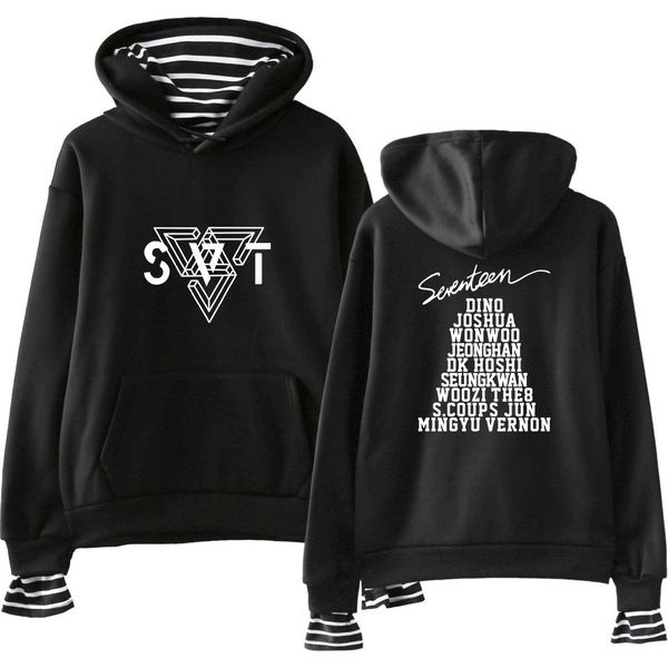 

seventeen kpop new album fashion hoodies popular spring/autumn warm cool long sleeve fashion sweatshirts hoodies women/men 4xl, Black