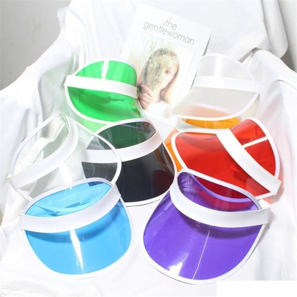

sun visor sunvisor party hat clear plastic cap transparent pvc sun hats sunscreen hat tennis beach elastic hats bd0041, Blue;gray
