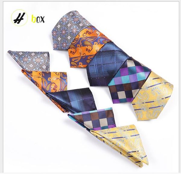 

necktie suit pocket scarf suit polyester silk jacquard material fashion trendy stripe suit, Blue;purple