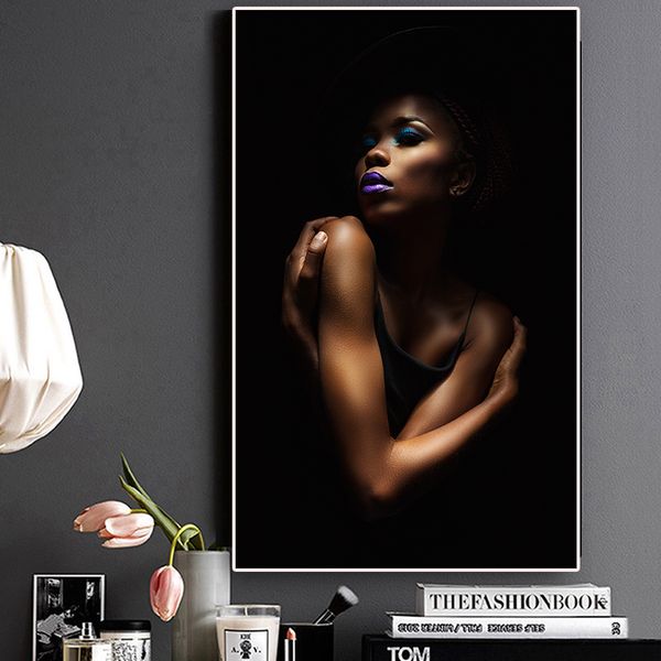 

black nude african woman portrait canvas painting posters and prints scandinavian wall art picture for living room cuadros