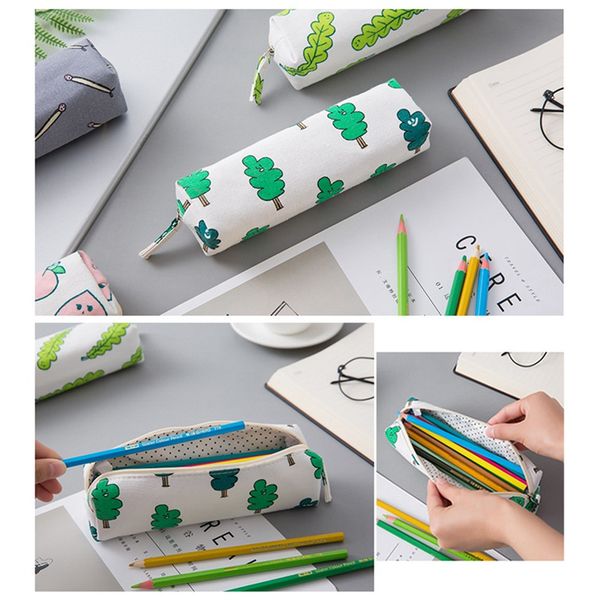 

cotton linen cute cartoon pencil case large capacity pencil bag for students school supplies gifts