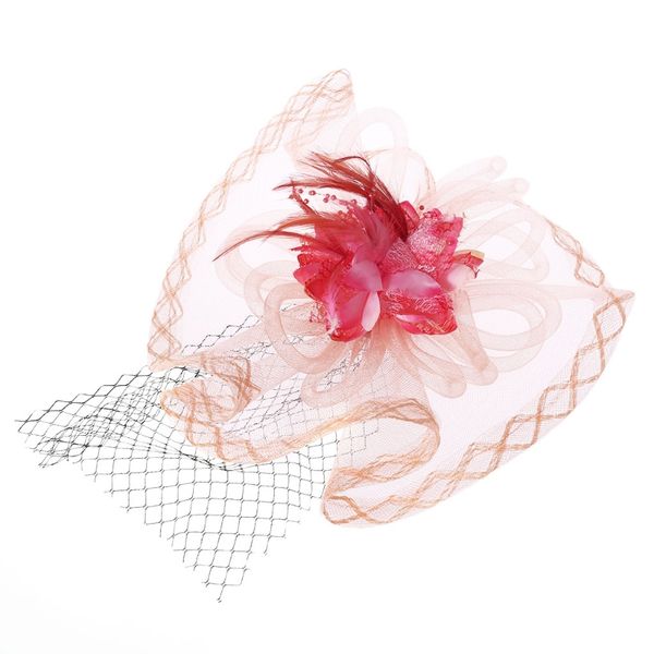 

ladies flower mesh hair clip fascinator wedding party headdress bridal bow veil lx9d