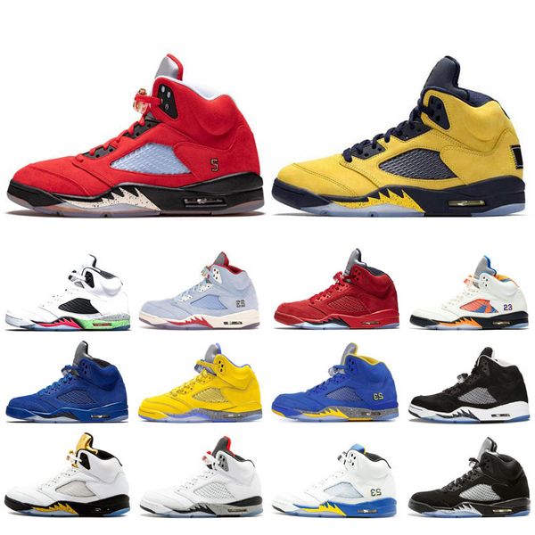 

2020 5s ice blue throphy room men basketball shoes yellow fab 5 sp bred red blue suede sports sneakers mens trainers