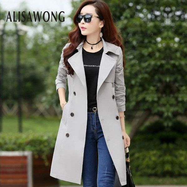 

women plus size trench coat new spring autumn women's slim double breasted windbreaker outerwear female casual korean long coats, Tan;black