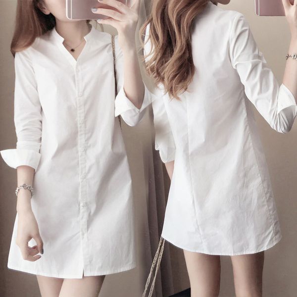 

womens white button down long sleeve v-neck formal casual blouse solid color, Black;gray