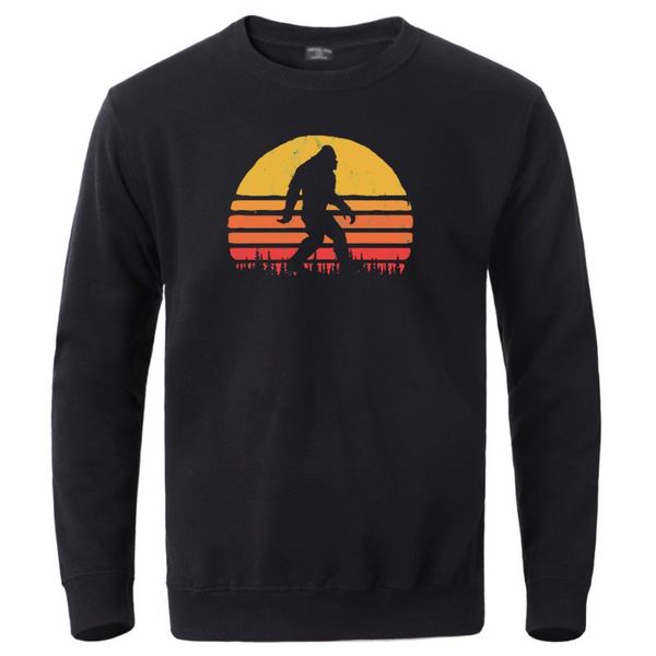 

autumn winter hoody pullover retro silhouette sun vintage hoodie sweatshirt male casual fleece warm sportswear tracksuit, Black