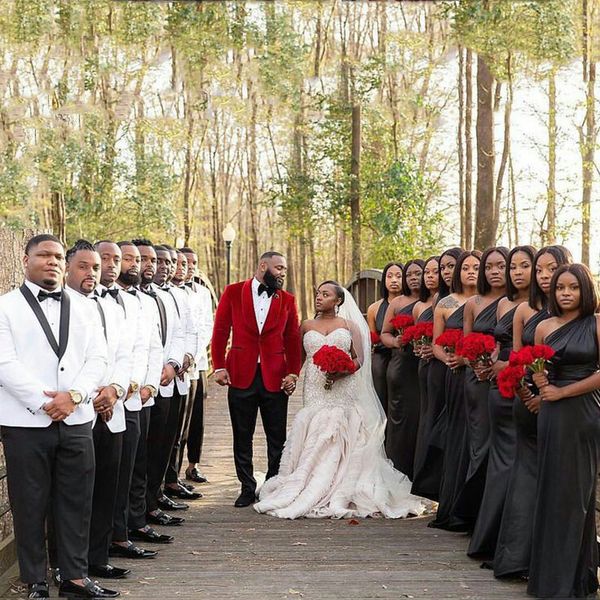 

красный бархат курения куртка man костюмы черных брюк белого groomsmen эпикировка свадебный tuxedo шафер наряды 2piece slim fit trajes де ho, Black;gray