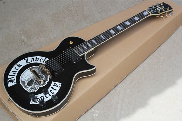 

black label society electric guitar with skull pattern,rosewood fretboard,golden hardwares,offering customized services