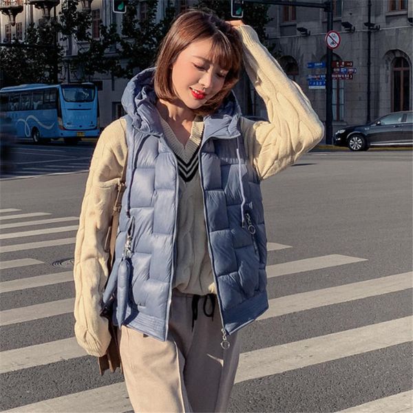 

autumn winter down cotton vest jacket women loose sleeveless plus size vest female casual streetwear waistcoat women q1763, Black;white