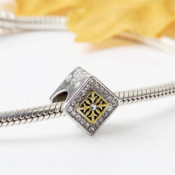 

white rhinestone square alloy charm bead fashion jewelry stunning european style fit for diy bracelet bangle, Black