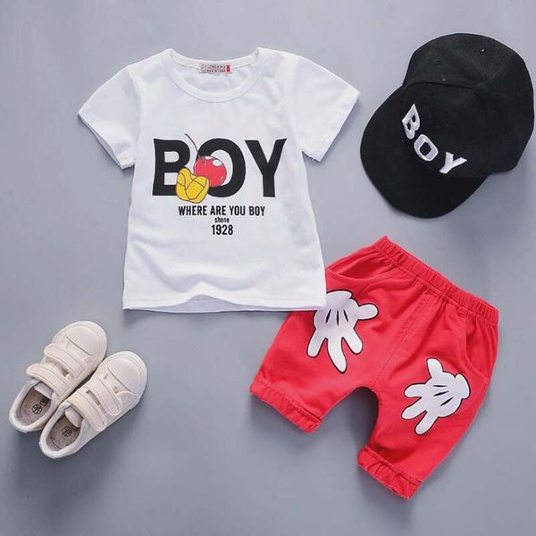 

bibicola kids boys clothing sets 2018 new cotton casual toddler outfits boys shirts + shorts 2pcs baby children clothes, White