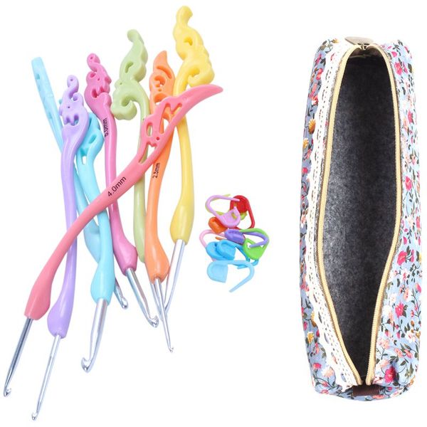 

набор крючков для вязания крючком эргономичная ручка-вязание крючком вязальные спицы вязать комплект в случае необходимости, Black