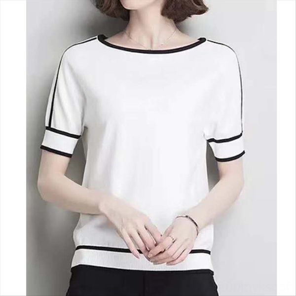 

stall round collar silk t-shirt female 2020 short sleeve black breathable t-shirt 100 mulberry silk female, White