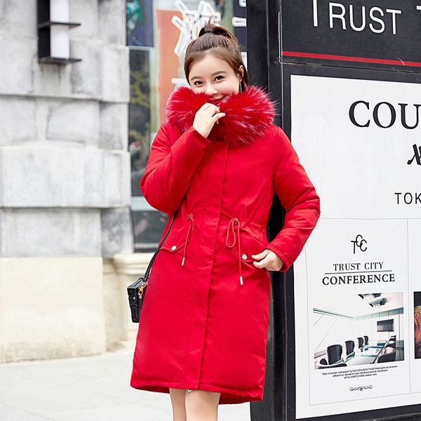

selling over-the-knee down jacket cotton-padded clothes women's 2019 down coat very fairy cotton-padded jacket coat winter m, Blue;black