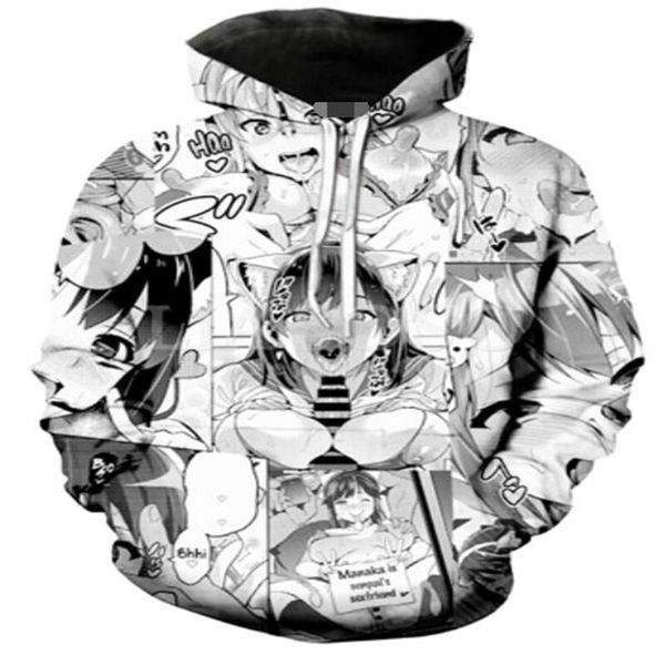 

2019 funny style fashion japan cartoon anime hoodies women men 3d print pullovers outerwear hoodies casual a286, Black